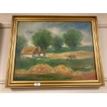 Continental school : Cattle in a field, oil on board,