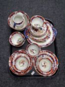 A tray containing a 19th century twenty one piece F and Sons geisha tea service