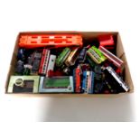 A box containing a large quantity of boxed and unboxed die cast buses including Lledo,