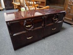 Two contemporary low chests of drawers