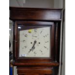 A 19th century mahogany longcase clock with painted dial with pendulum