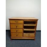 An inlaid walnut shutter fronted office cabinet