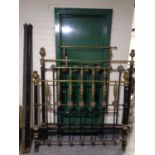 A Victorian brass and metal 4' bed fame