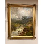 John Falconer Slater (1857-1937), A stream flowing through moorland, oil on canvas,