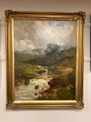 John Falconer Slater (1857-1937), A stream flowing through moorland, oil on canvas,