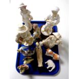 A tray of ornaments and figures,