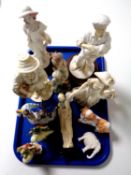 A tray of ornaments and figures,