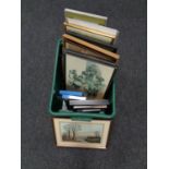 A box containing a collection of pictures and prints including Vincent Selby,