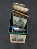 A box containing a collection of pictures and prints including Vincent Selby,