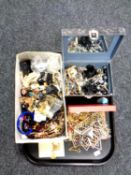 A large tray of costume jewellery