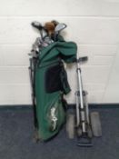 A golf bag and clubs