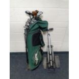 A golf bag and clubs