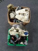 Two crates containing Star Wars and other toys and vehicles