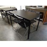 Two cafe tables and eight folding chairs