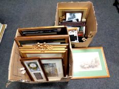 Two boxes containing pictures and prints,