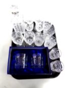 A tray of crystal, Royal Doulton crystal goblets in case,