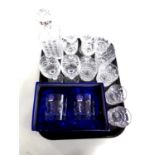 A tray of crystal, Royal Doulton crystal goblets in case,