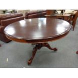 A Victorian mahogany tilt topped circular table and four reproduction chairs