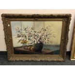 Leo Kurpershoek (Dutch, 1885-1970), Still life of cherry blossom and fruit, oil on canvas,