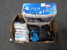 A box containing Sony PlayStation 3,