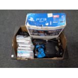 A box containing Sony PlayStation 3,