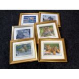 A group of six gilt framed Steven Gayford wildlife signed limited edition prints