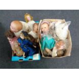 Two boxes containing a quantity of collector's dolls