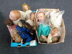 Two boxes containing a quantity of collector's dolls