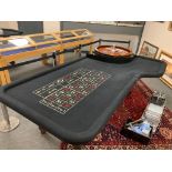 A full size roulette table, length 275 cm width 150 cm, together with a Blackjack table,