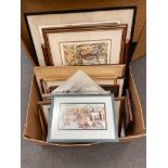 A box containing a large quantity of pictures and prints,
