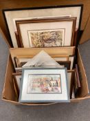 A box containing a large quantity of pictures and prints,