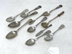 Eleven items of Georgian, Victorian and later silver cutlery, 229.