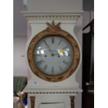 A continental painted longcase clock with dial signed M J Moller