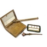A vintage Stratton compact together with gold plated propelling pencil,