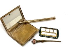 A vintage Stratton compact together with gold plated propelling pencil,