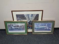 Three locomotive prints including Duchess of Atholl and Wild Swan After J E Wigston,