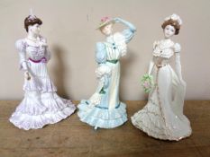 Three Coalport figures depicting Eugenie,