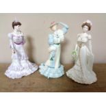 Three Coalport figures depicting Eugenie,