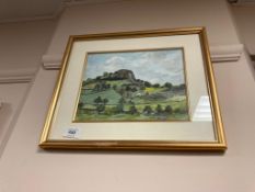 M Faulds : A rocky landscape, watercolour,