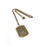 A 9ct gold pendant suspended on chain, 7.