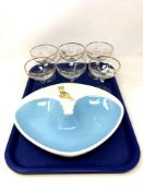Six vintage Babycham glasses together with a Beswick Babycham bowl