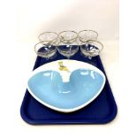 Six vintage Babycham glasses together with a Beswick Babycham bowl