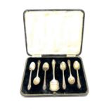 A set of six silver teaspoons and scoop in case,