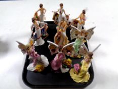 A tray of lady figurines including Hamilton Collection,