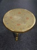An Islamic enamelled brass circular stool
