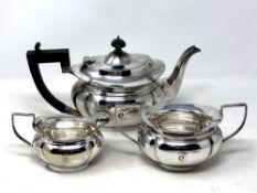 A silver plated three piece tea service