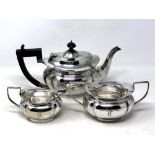 A silver plated three piece tea service