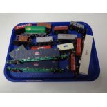 A tray of Hornby die cast models including coal wagons, oil wagons,