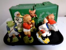 A tray containing six boxed Beswick The Sporting Characters Collection limited edition figures