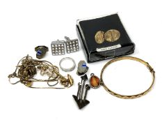 A small quantity of costume jewellery, cuff links,